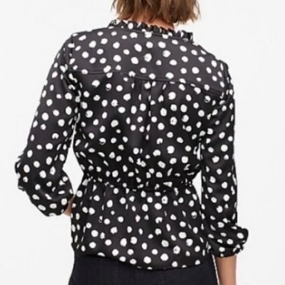 Black Polka Dot J. Crew Blouse sz 8 - Picture 10 of 10
